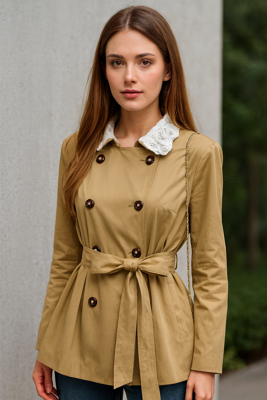 Celestine – מעיל צרפתי אלגנטי בגזרת אוברסייז עם צווארון בובה ותחרה