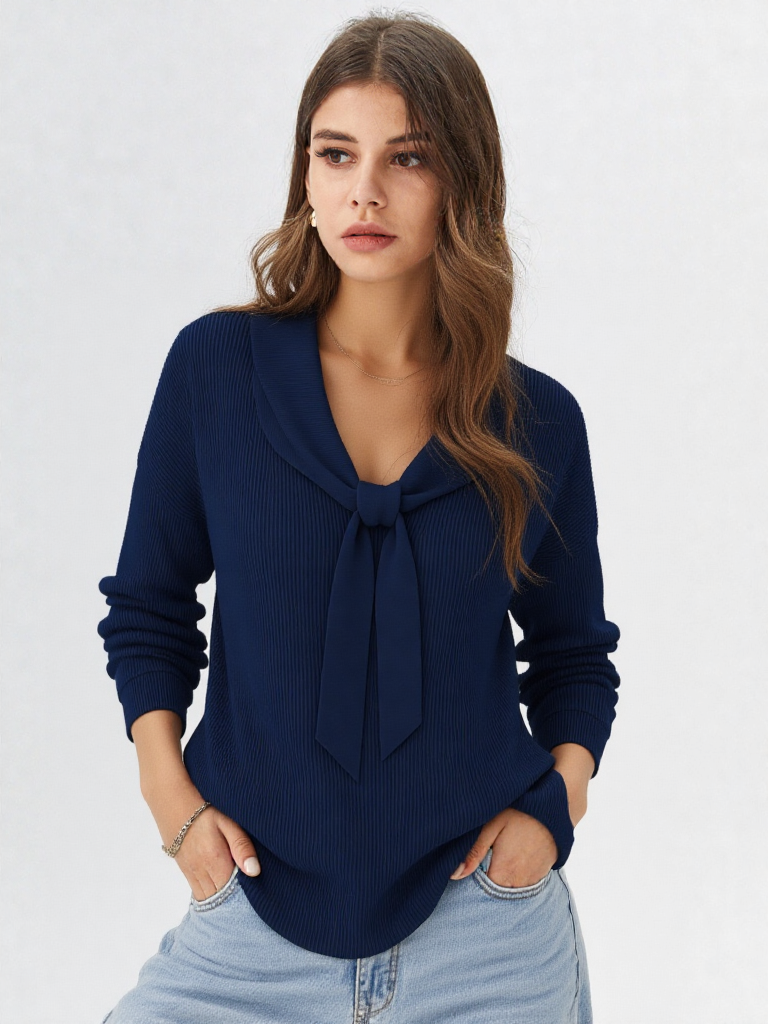 Lioréa – סוודר סרוג בגזרה רפויה עם צווארון פיטר פן