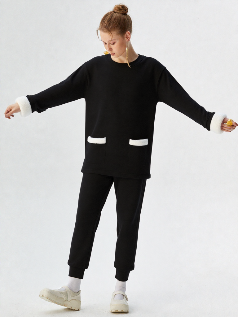 Elara – סט חורפי ארוך מבד Plush רך בגזרה אלגנטית