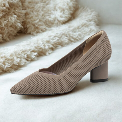 Aveline – נעלי עקב סרוגות נשיות בעיצוב נקי ואלגנטי (גובה 6 ס״מ)