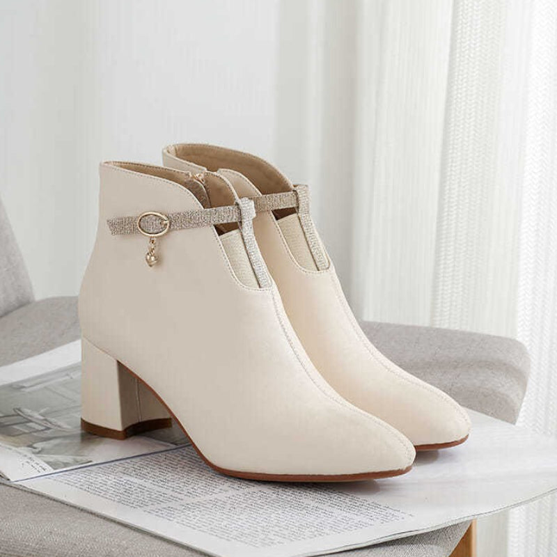 Marvienne – מגפוני PU אלגנטיים עמידים למים עם עקב ריבועי לחורף