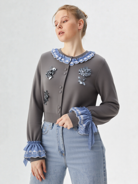 Maelis – קרדיגן סרוג אירופאי קצר עם שרוולי פעמון