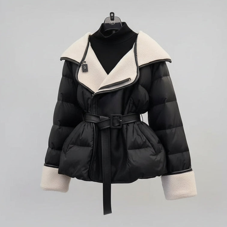 Seraphine – מעיל פוך קצר שחור במראה אלגנטי ומחטב לחורף