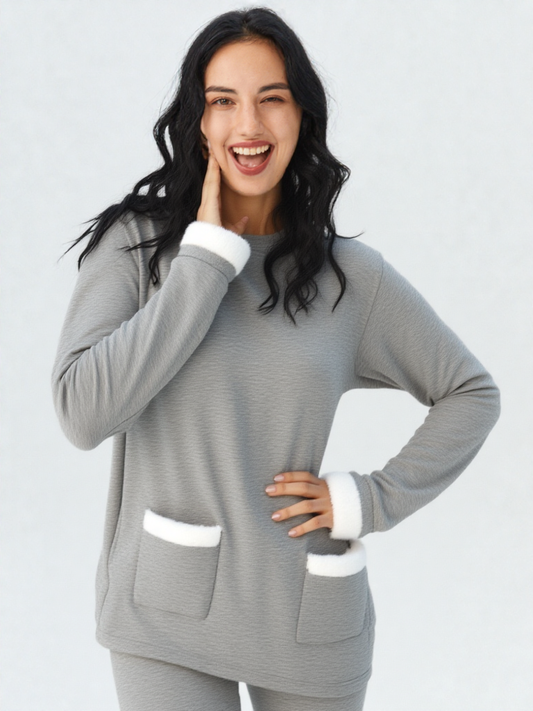 Elara – סט חורפי ארוך מבד Plush רך בגזרה אלגנטית