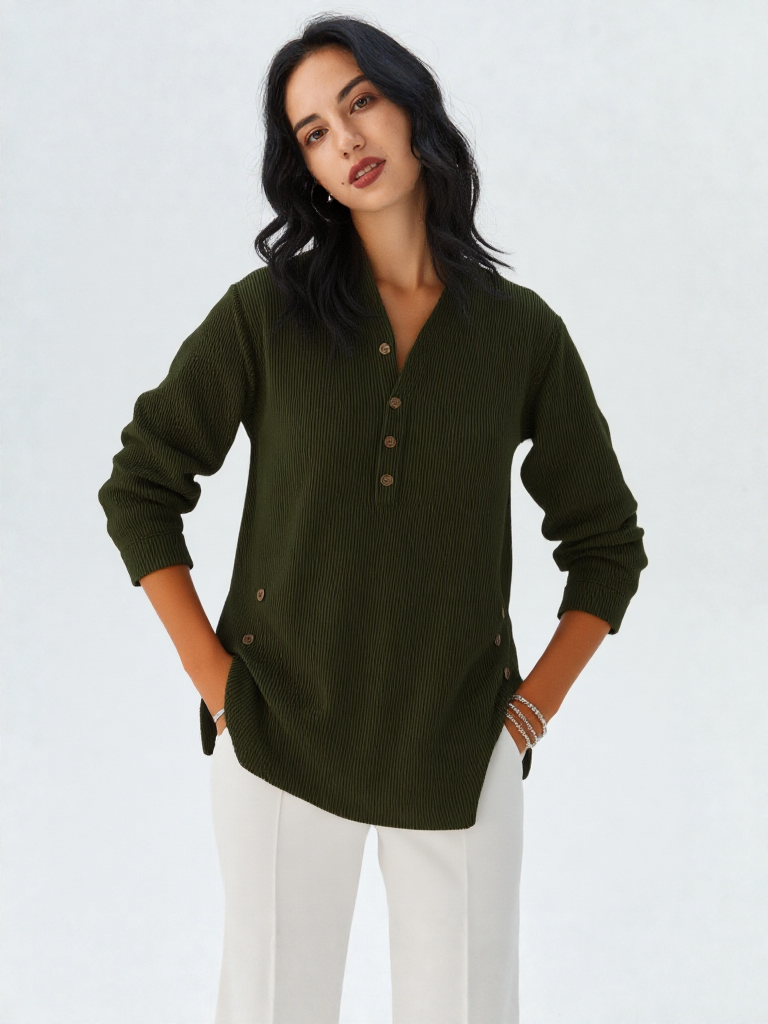 ✨ דגם "Noelia" – חולצה ארוכה בגזרה רפויה ואלגנטית