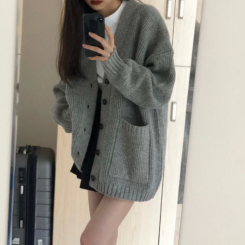 MAELLE – קרדיגן סריג עבה עם כפתורים וגזרה רפויה