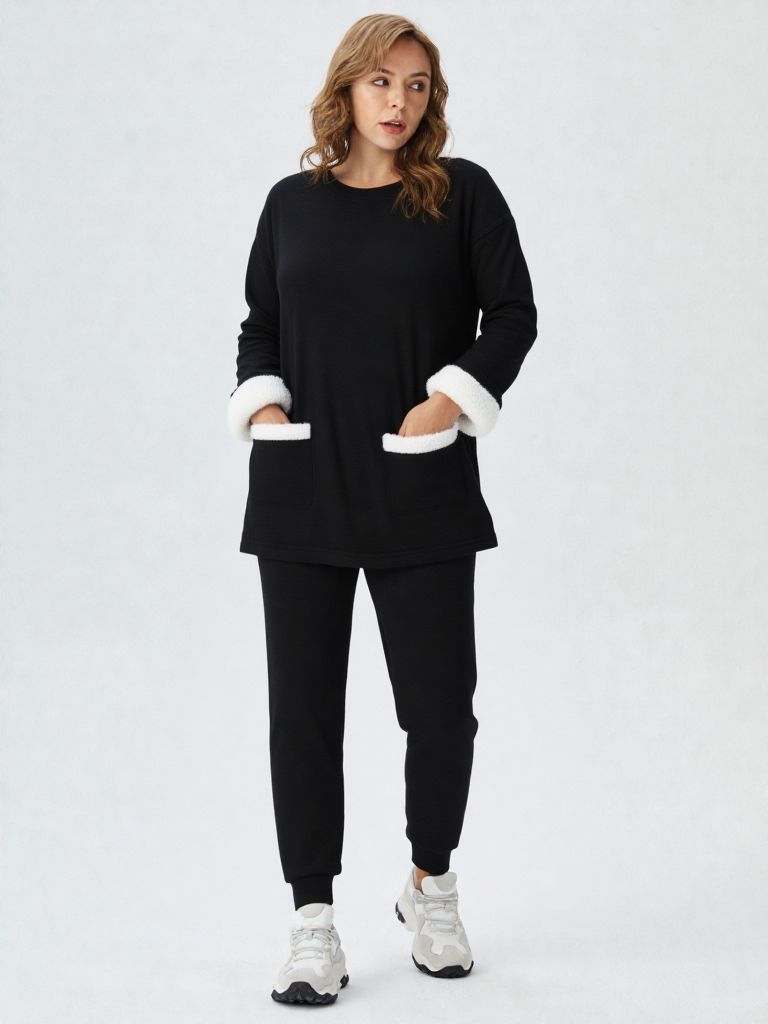 Elara – סט חורפי ארוך מבד Plush רך בגזרה אלגנטית