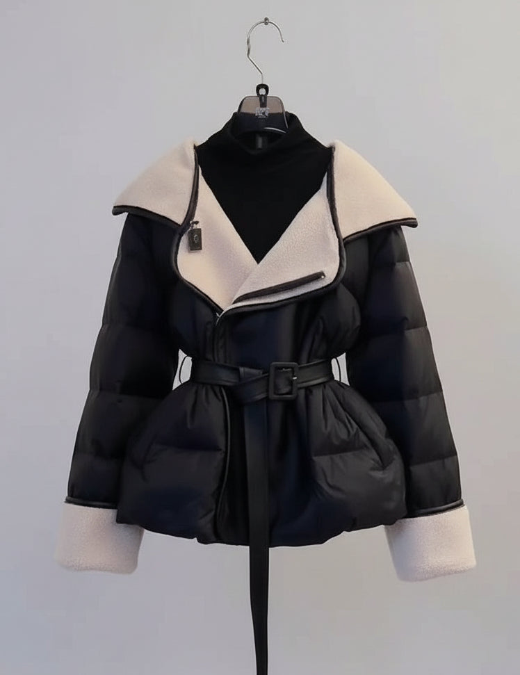 Seraphine – מעיל פוך קצר שחור במראה אלגנטי ומחטב לחורף