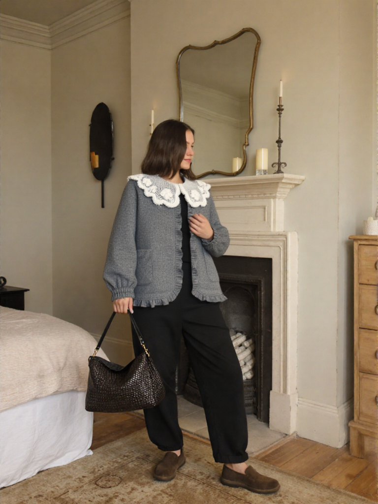 Margot – מעיל חורף רך עם צווארון תחרה רומנטי