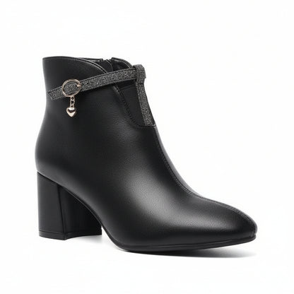 Marvienne – מגפוני PU אלגנטיים עמידים למים עם עקב ריבועי לחורף