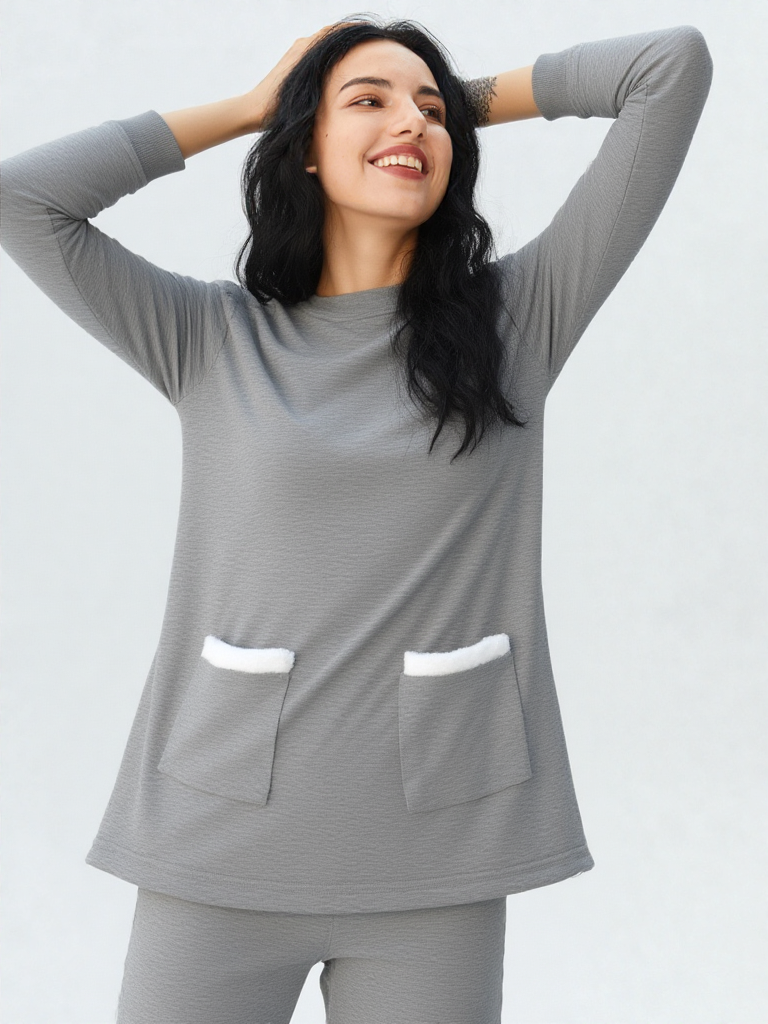 Elara – סט חורפי ארוך מבד Plush רך בגזרה אלגנטית