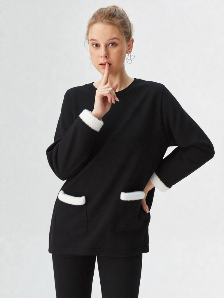 Elara – סט חורפי ארוך מבד Plush רך בגזרה אלגנטית