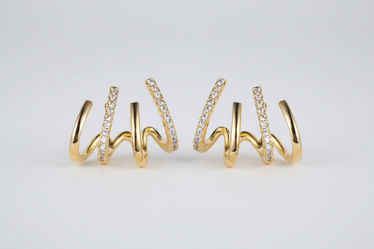 ELYSIA – עגילי סטאד עם קריסטל בגימור קוריאני