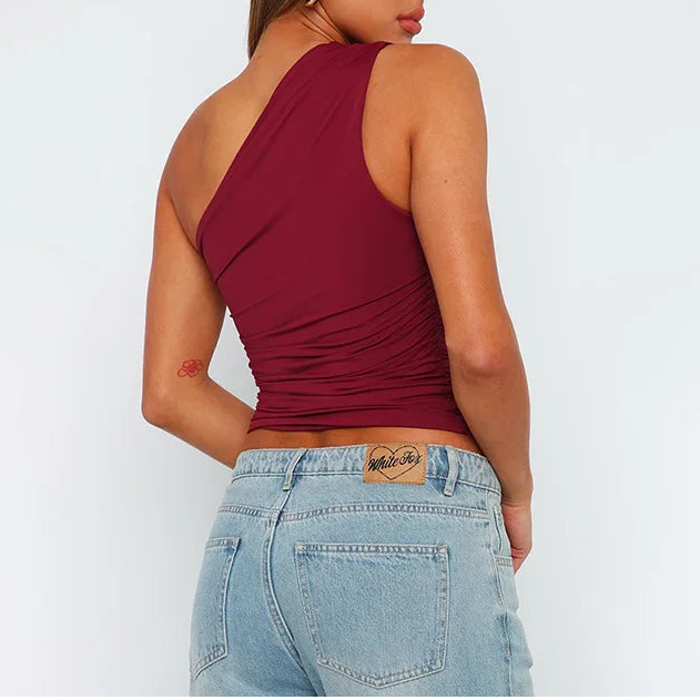 PAZ טופ כתף אחת צמוד בסגנון קיצי