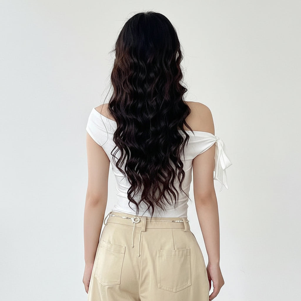 BRISA טופ כתף אחת אסימטרי עם גב פתוח