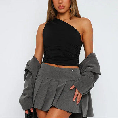 PAZ טופ כתף אחת צמוד בסגנון קיצי
