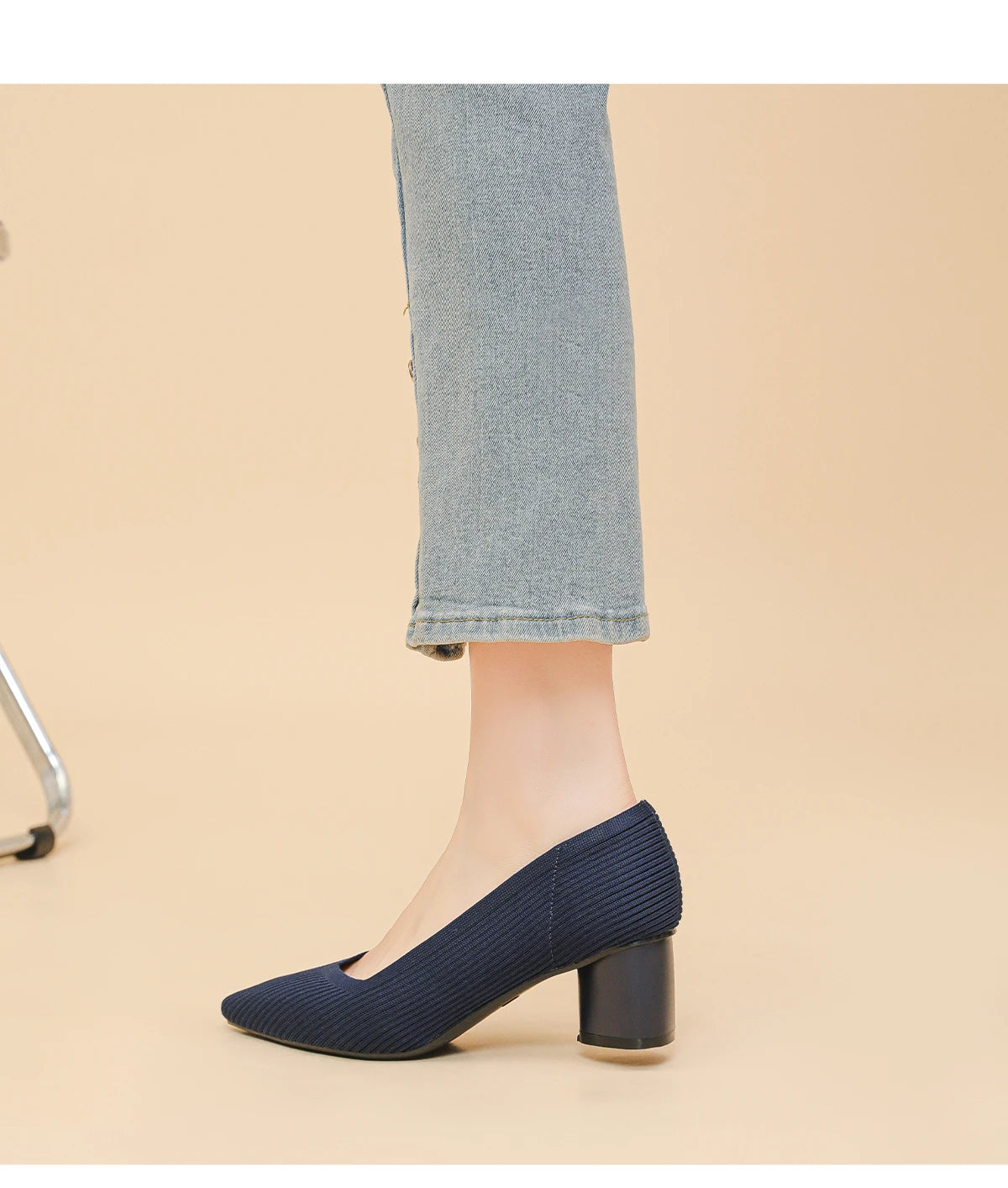 Aveline – נעלי עקב סרוגות נשיות בעיצוב נקי ואלגנטי (גובה 6 ס״מ)
