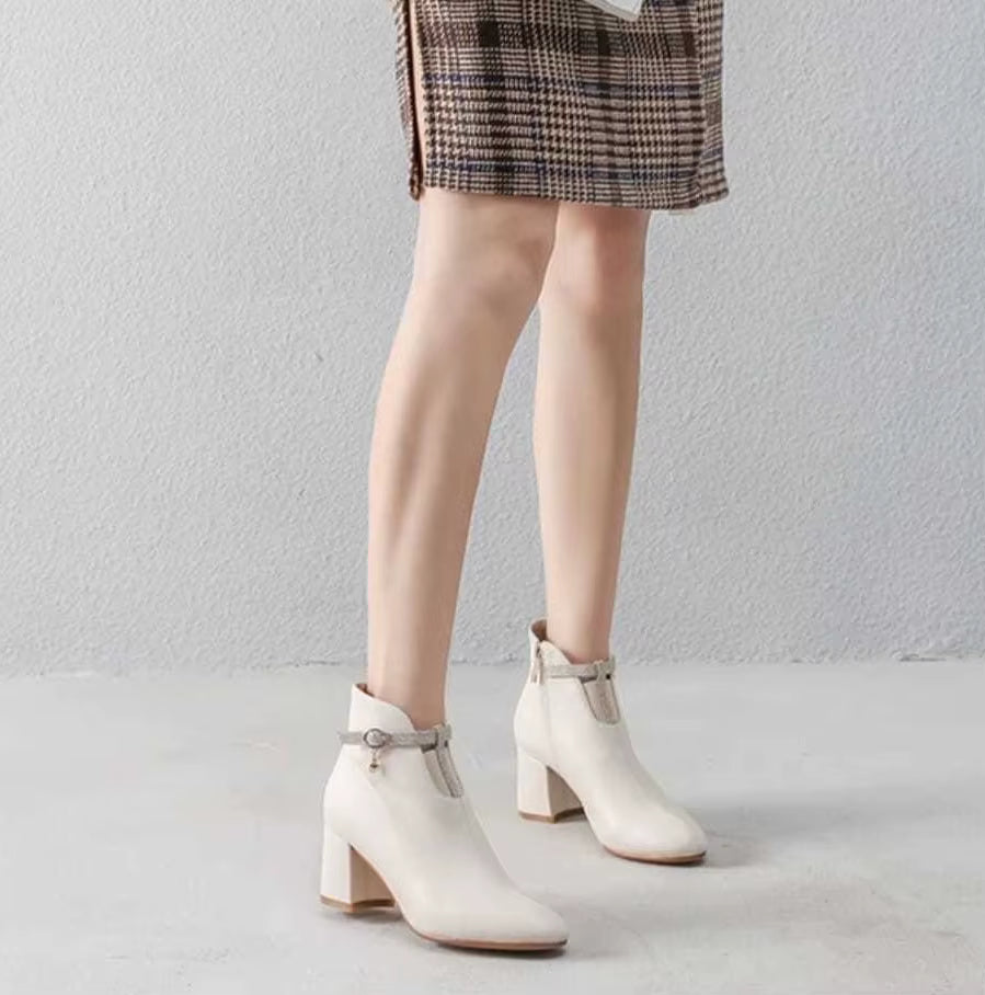 Marvienne – מגפוני PU אלגנטיים עמידים למים עם עקב ריבועי לחורף