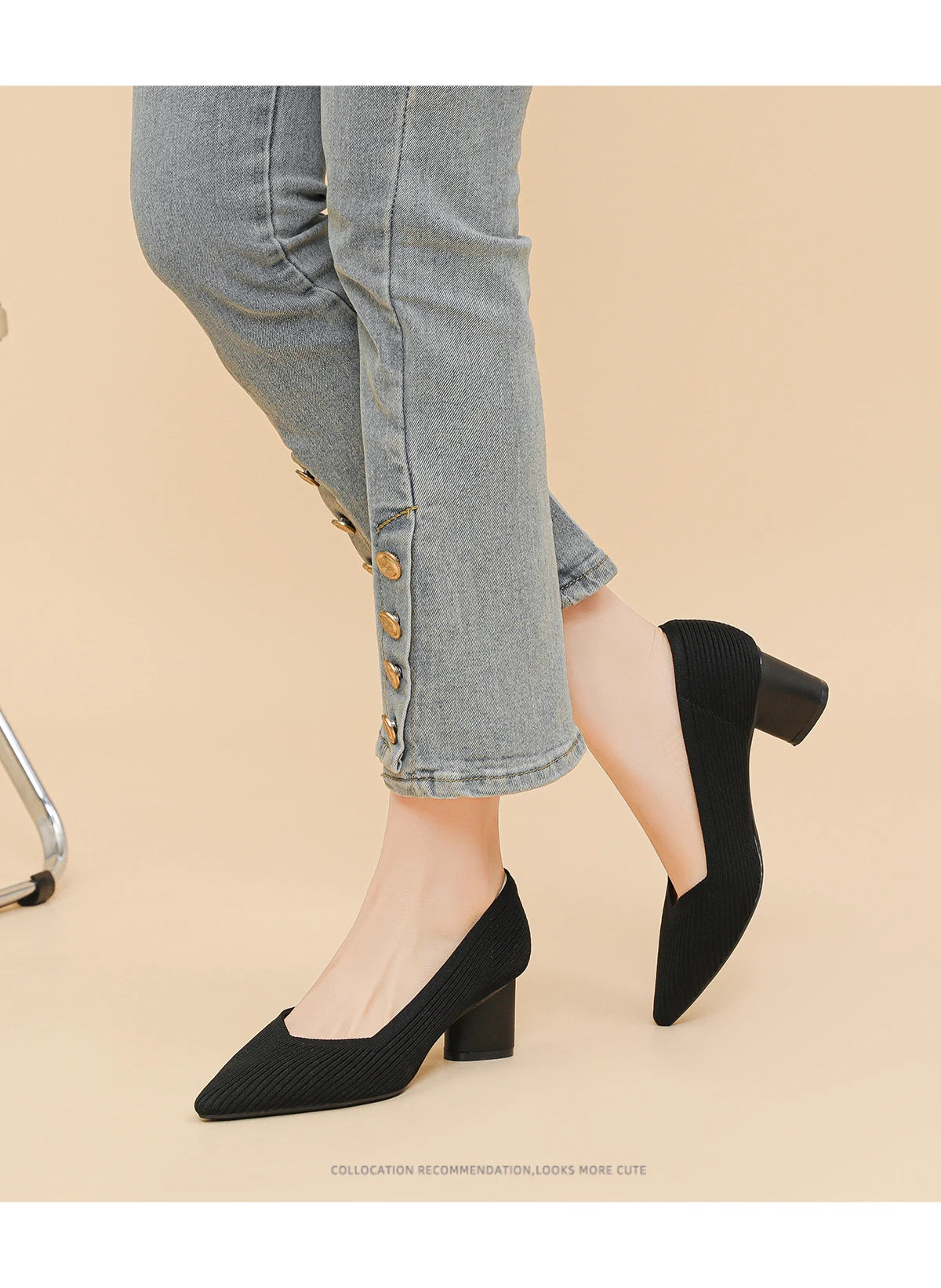 Aveline – נעלי עקב סרוגות נשיות בעיצוב נקי ואלגנטי (גובה 6 ס״מ)