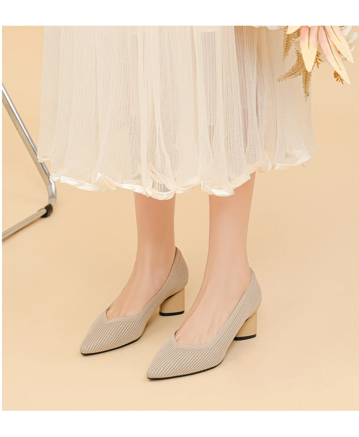 Aveline – נעלי עקב סרוגות נשיות בעיצוב נקי ואלגנטי (גובה 6 ס״מ)