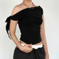 BRISA טופ כתף אחת אסימטרי עם גב פתוח