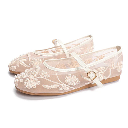 Elodie – נעלי בלט רקומות עם פנינים