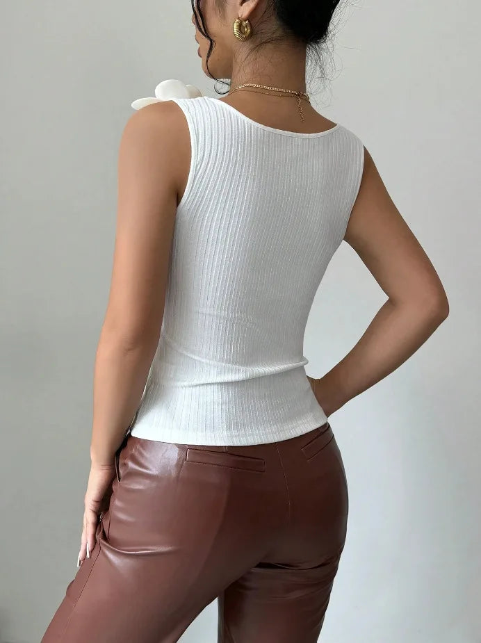 ALYSSIA טופ פרח תלת־ממדי