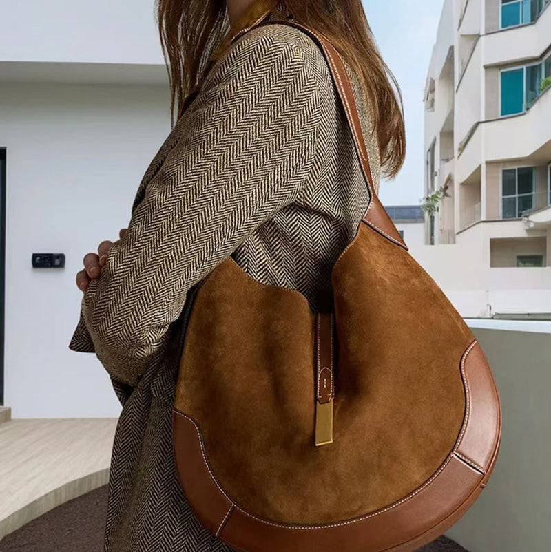 CANDELA תיק כתף זמש רטרו