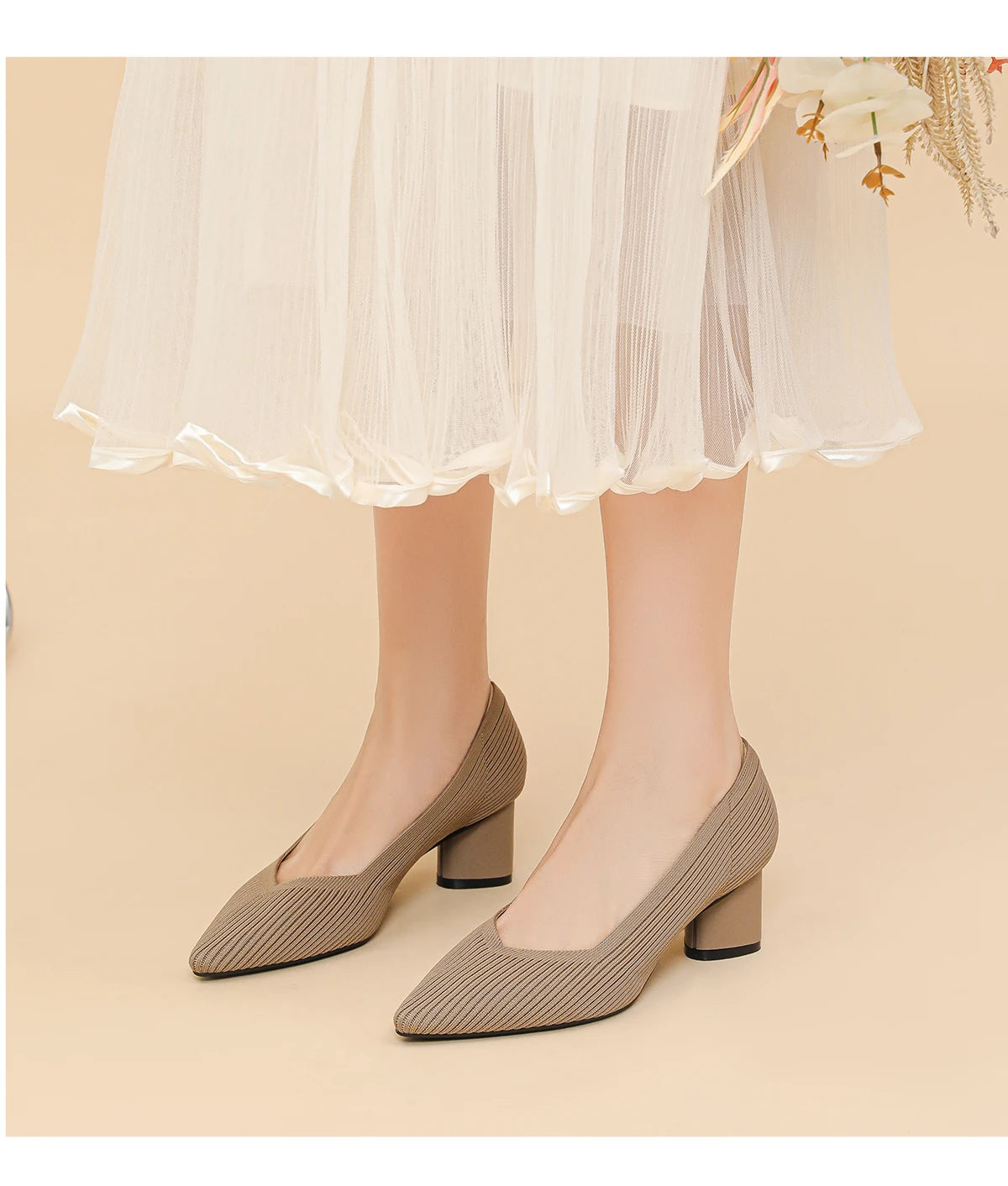 Aveline – נעלי עקב סרוגות נשיות בעיצוב נקי ואלגנטי (גובה 6 ס״מ)