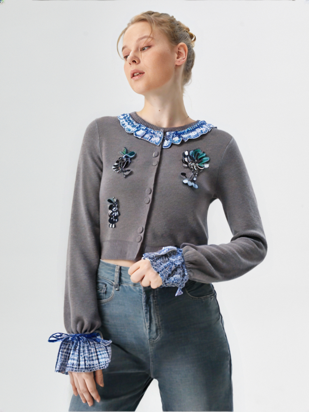 Maelis – קרדיגן סרוג אירופאי קצר עם שרוולי פעמון