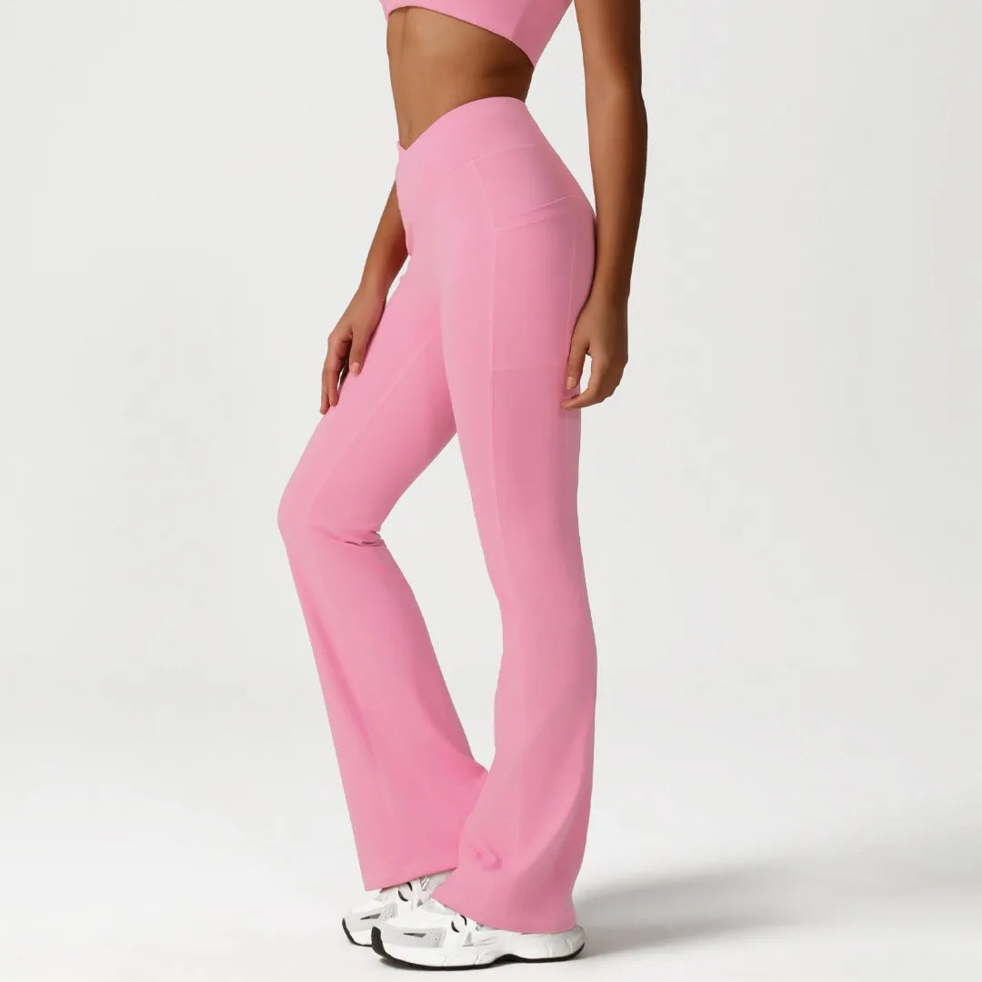 GUADALUPE מכנסי יוגה מתרחבים בגזרת מותן גבוהה