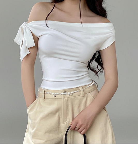 BRISA טופ כתף אחת אסימטרי עם גב פתוח