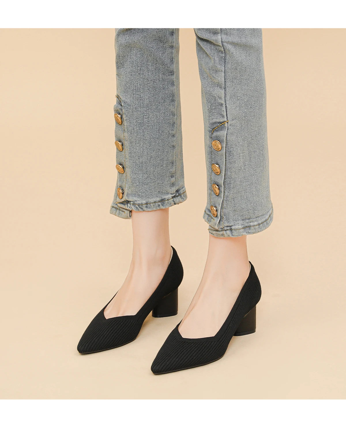 Aveline – נעלי עקב סרוגות נשיות בעיצוב נקי ואלגנטי (גובה 6 ס״מ)