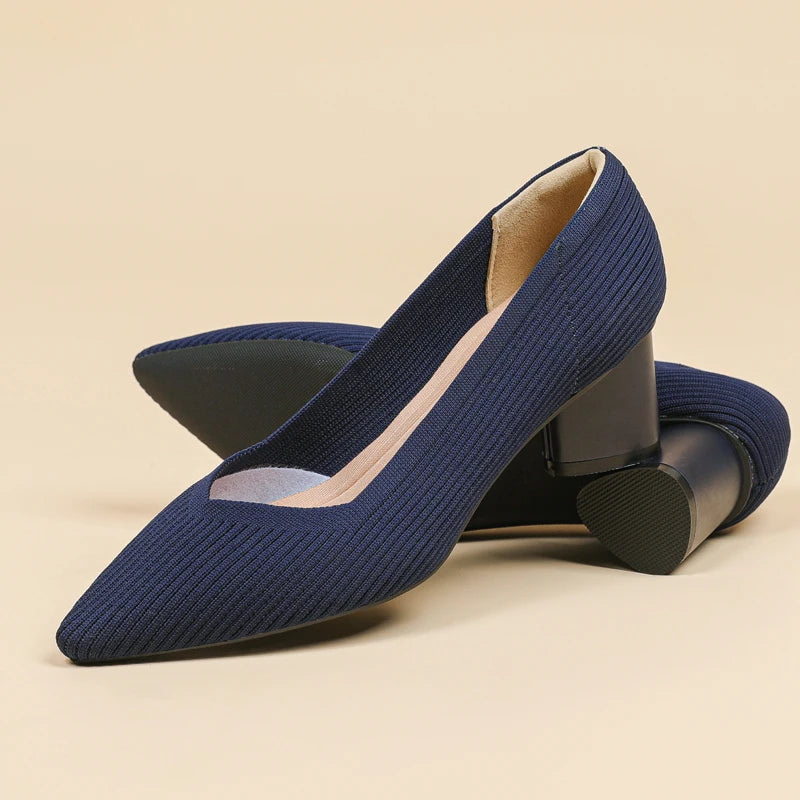 Aveline – נעלי עקב סרוגות נשיות בעיצוב נקי ואלגנטי (גובה 6 ס״מ)