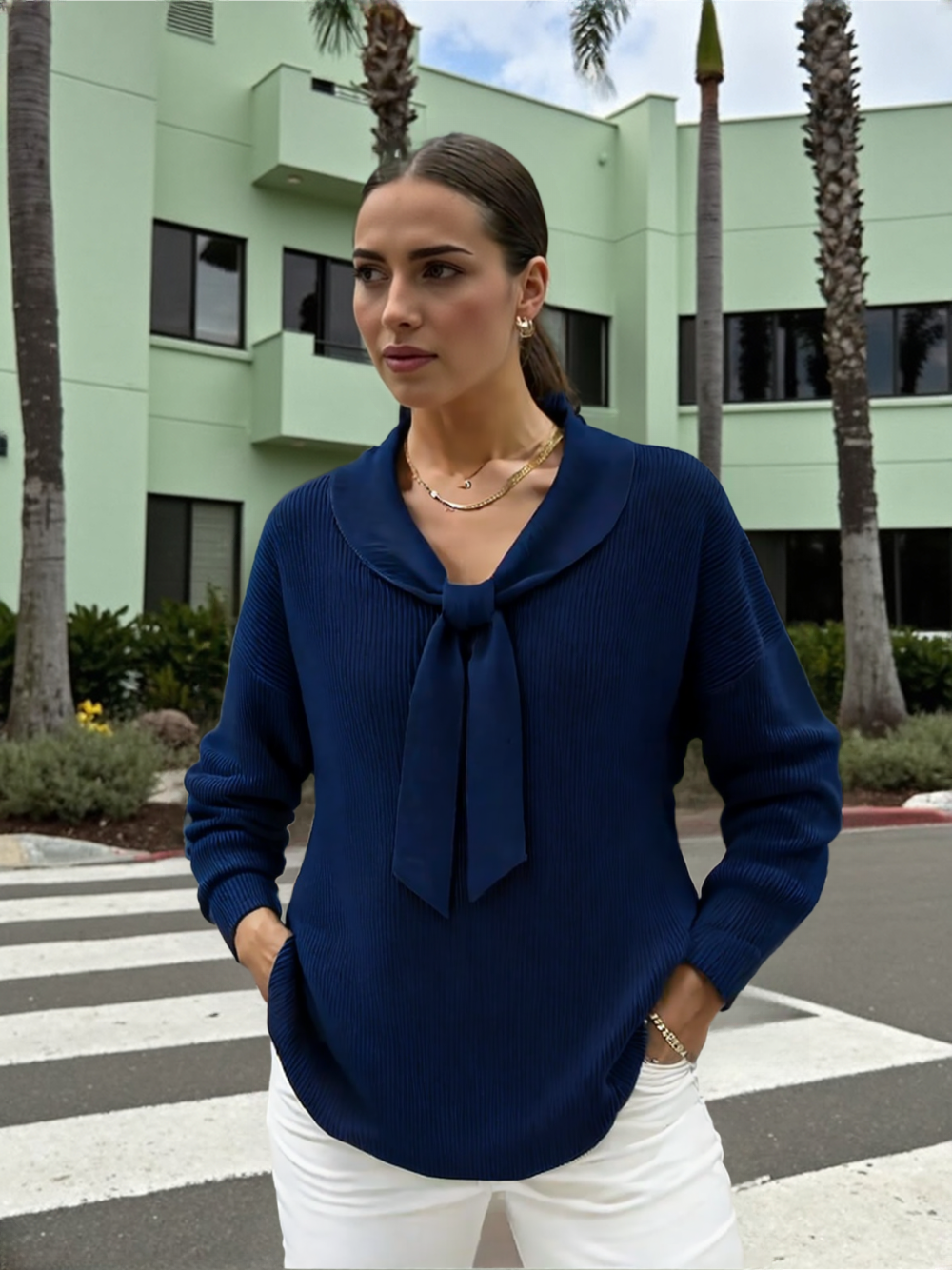 Lioréa – סוודר סרוג בגזרה רפויה עם צווארון פיטר פן