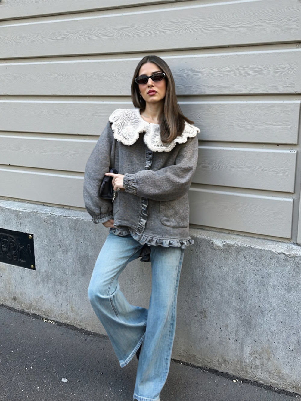 Margot – מעיל חורף רך עם צווארון תחרה רומנטי