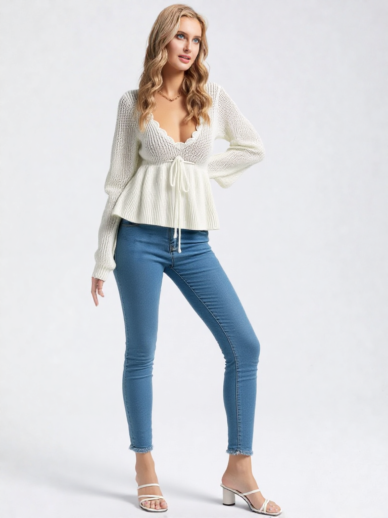 Livia – סוודר V-Neck בגזרת סטריט נשית ואלגנטית