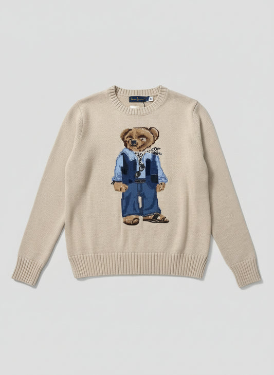 Elowen – סוודר אוברסייז חורפי עם איור דובי צעיר ומלא סטייל